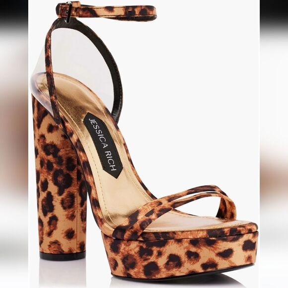New JESSICA RICH Platform Sandal (Women) leopard tiger print high heel 39- 9 USA - Picture 1 of 6
